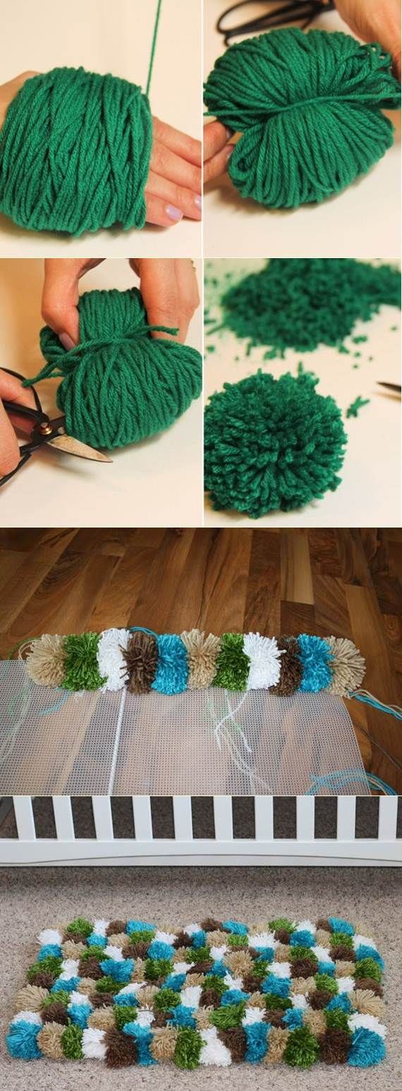 Creative DIY Projects How To Make Pompom Rugs Fashiontrends4everybody