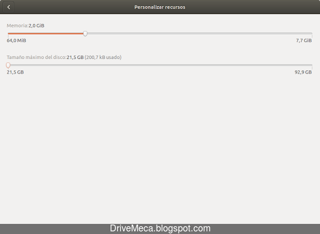 Podemos modificar tamaño de disco y memoria Podemos modificar tamaño de disco y memoria