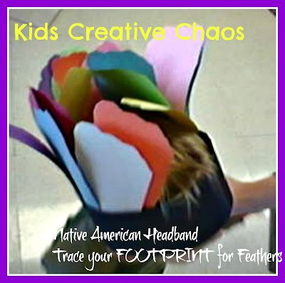Thanksgiving Crafts: Footprint Headband Native American hat craft for kids