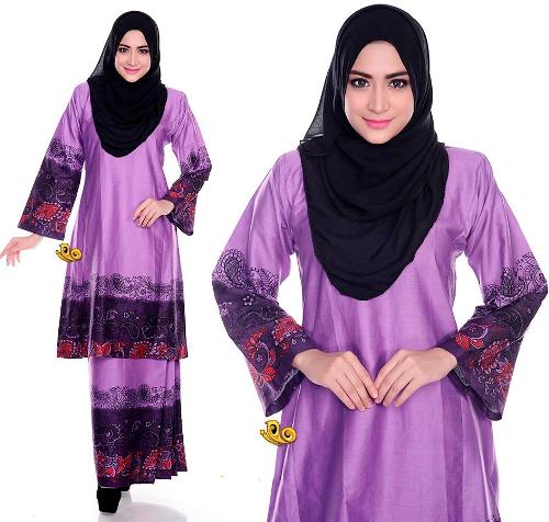 Model baju kurung terbaru batik melayu kombinasi bordir polos modern