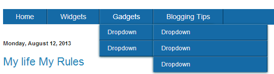 Mega Drop Down Menu Bar Widget For Blogger