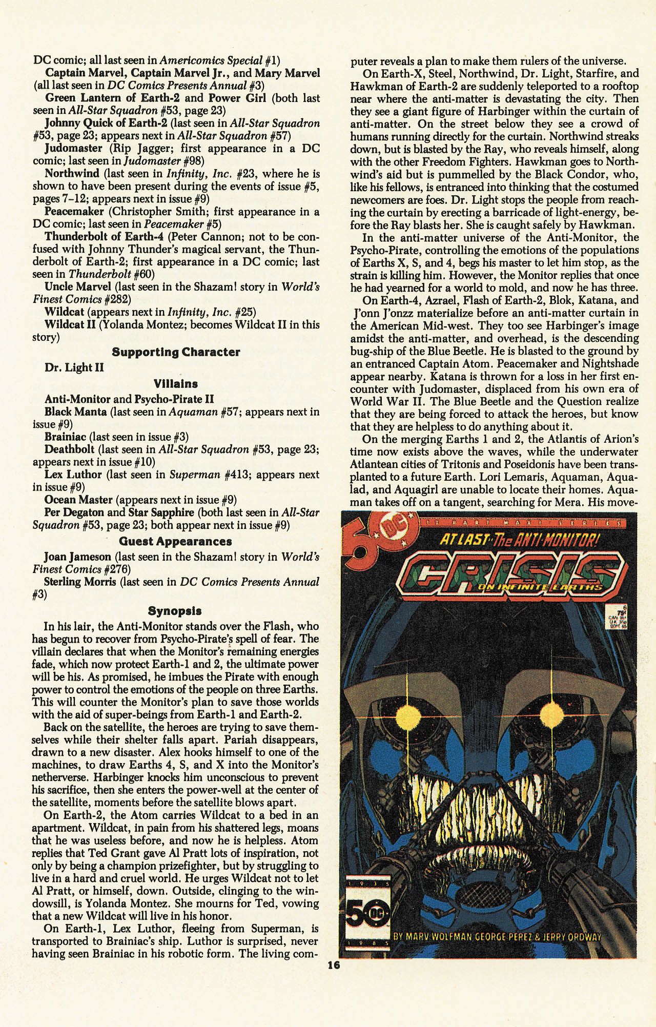 Read online The Official Crisis on Infinite Earths Index comic -  Issue # Full - 18