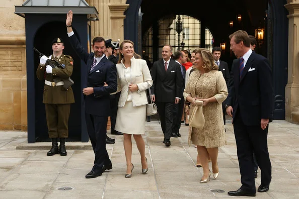 Civil Wedding Ceremony of Prince Guillaume and Countess Stephanie at the Luxembourg City Town Hall in Luxembourg. wedding of Prince Guillaume Of Luxembourg and Stephanie de Lannoy