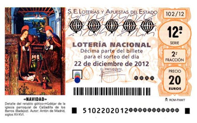 décimo de lotería de Navidad 2012