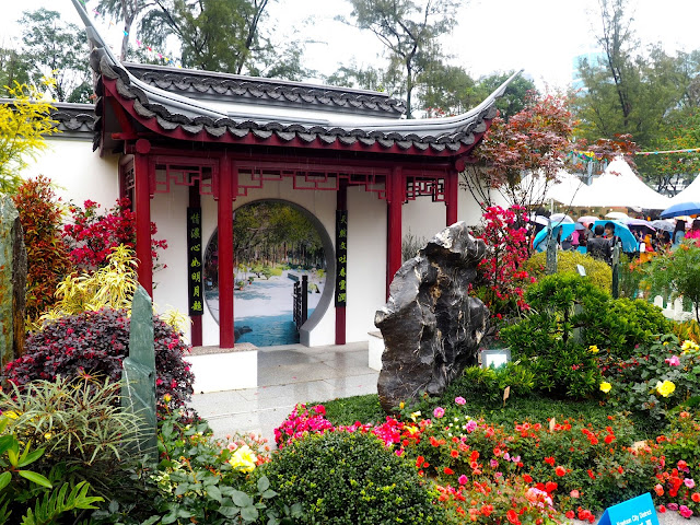 Chinese garden display at Hong Kong Flower Festival 2017