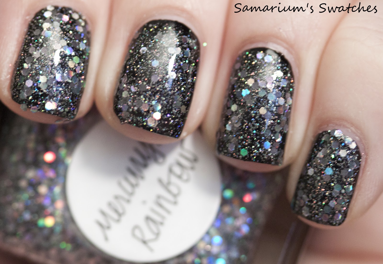Samarium's Swatches Black Jelly Glitter Sammich!