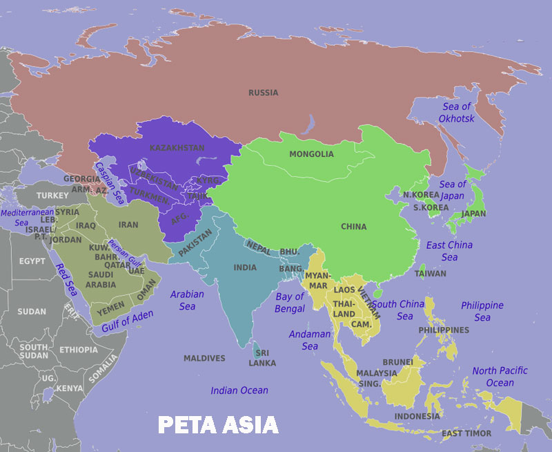 Peta Benua Asia lengkap