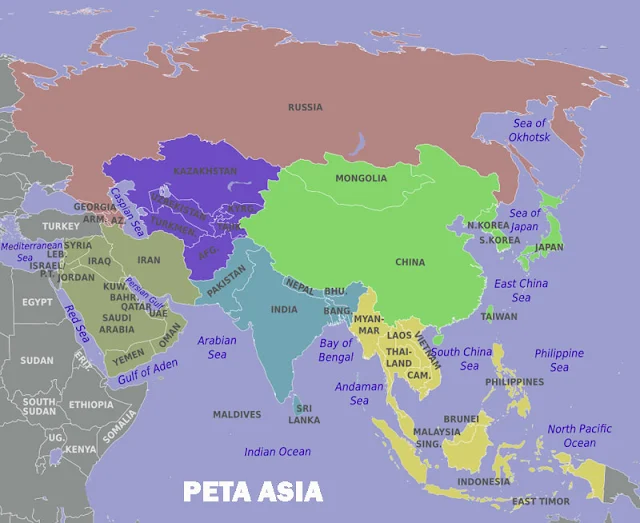 Peta Asia dan letak negara