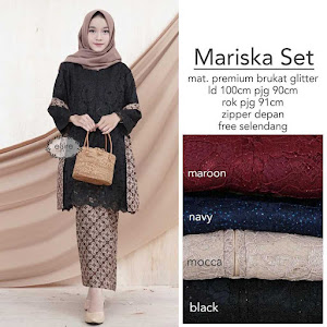 Kebaya Setelan Brukat Marissa Set Black