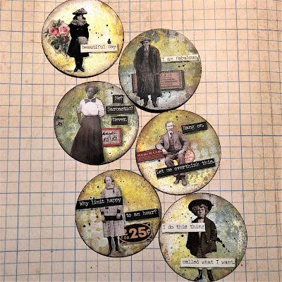 Sara Emily Barker Artist Trading Coins and Booklet Tutorial Tim Holtz Distress Oxide Sprays https://sarascloset1.blogspot.com/2019/03/artist-trading-coins-and-booklet-with.html 5