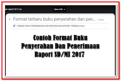 Buku Penyerahan Dan Penerimaan Raport SD/MI 2017 