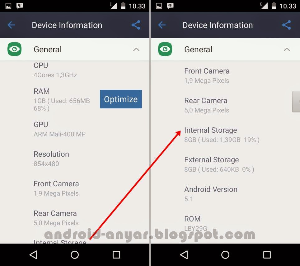 Informasi software dan hardware Nexian Journey 1 AndroidOne cek pakai Power Clean dari Play Store