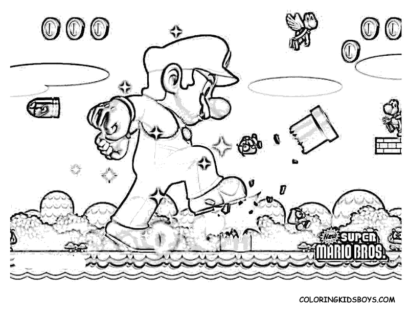 Free Mario Bros Coloring Pages for Kids title=