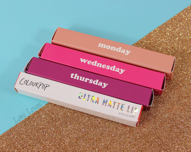 ColourPop Ultra Matte Lips - Monday, Wednesday, Thursday and Viper Swatches & Review