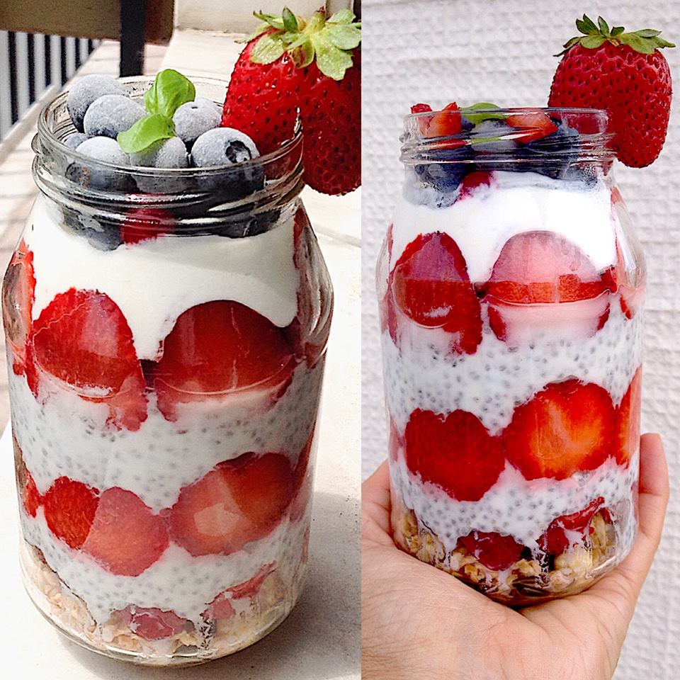 My Casual Brunch O Overnightoats De Hoje Pudim De Chia Com Morangos E 