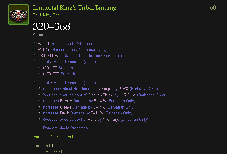 The Best Games Ever Diablo 3 Legendary and Set Mighty Belts Table