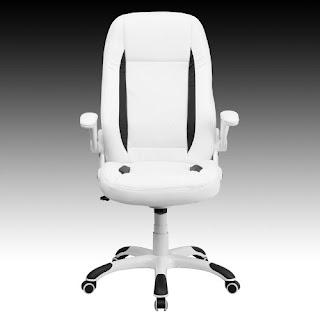 Main Picture Front View Flash Furniture High Back White Leather Executive Swivel Chair with Flip-Up Arms