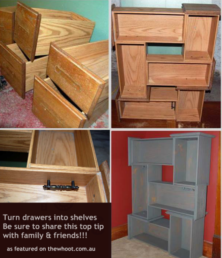 Xing Fu REPURPOSE OLD DRAWERS INTO SHELVES
