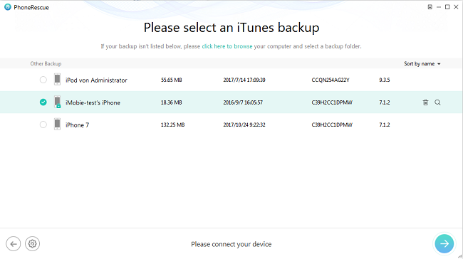 Select iTunes Backup