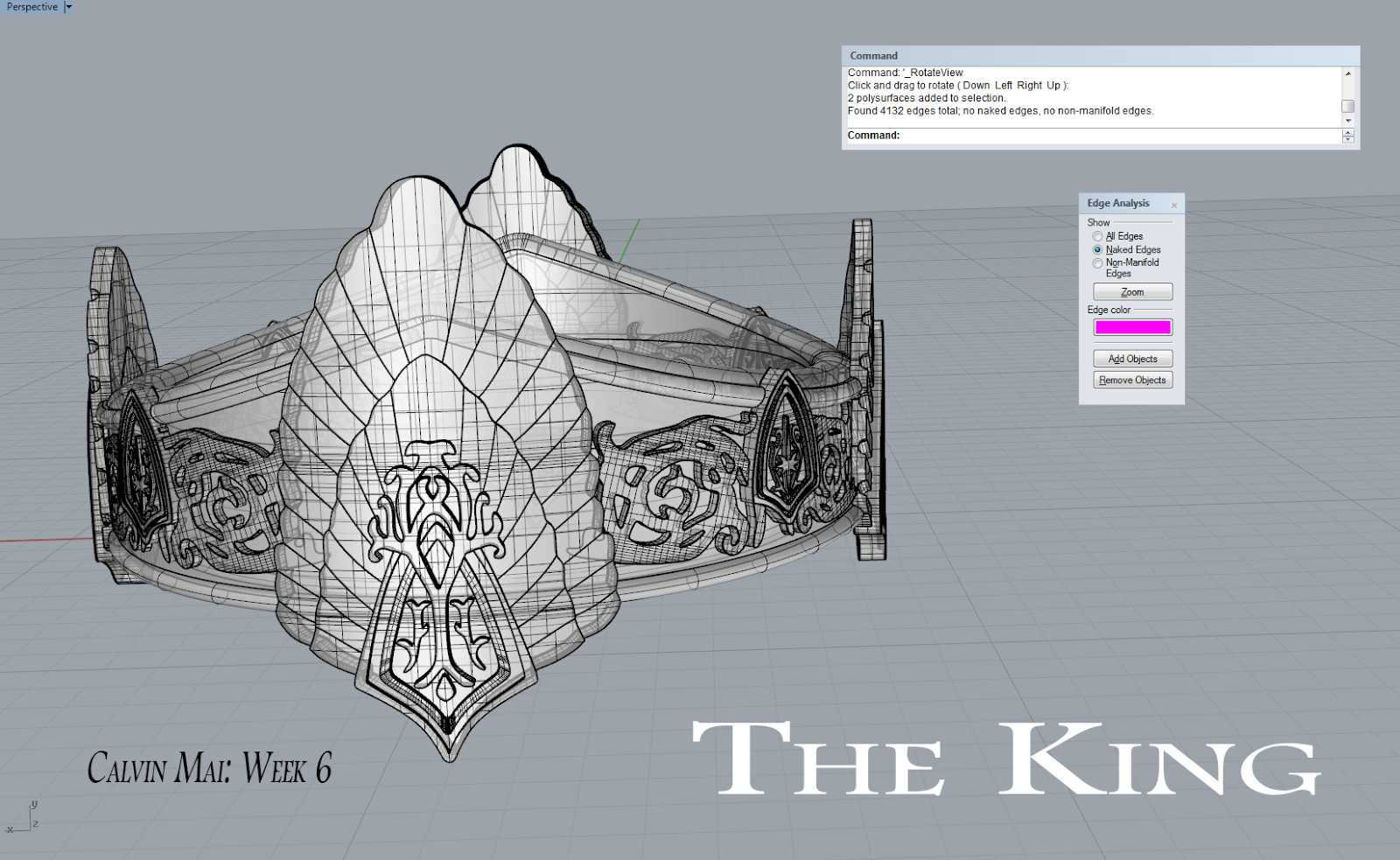 ELDS 205 Computer Aided Product Design Calvin Mai Week 6 The King