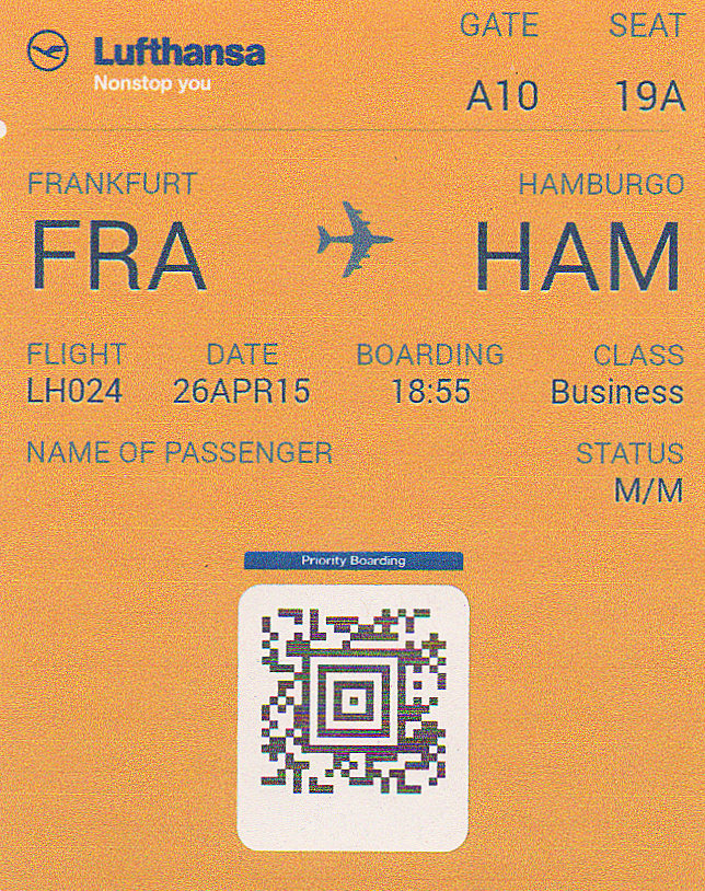 The traveler's drawer LUFTHANSA. Boarding card for the flight LH024