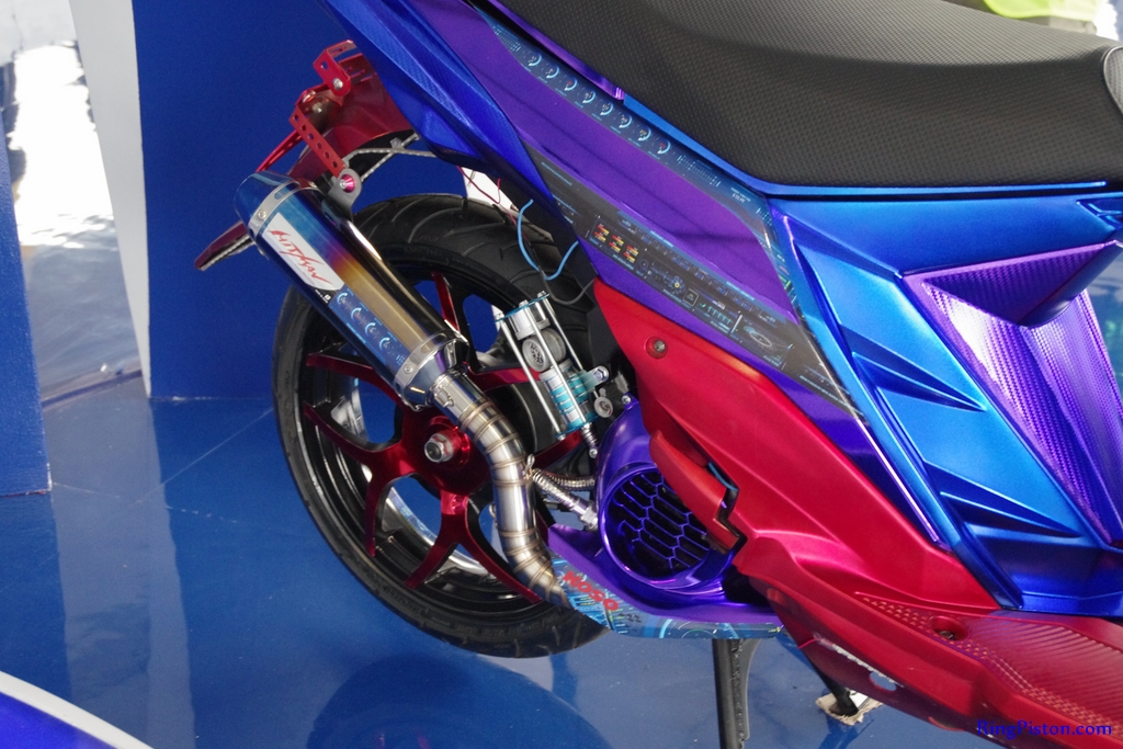 Gambar foto modifikasi mio m3 velg 17 jari jari thailook blue core ban