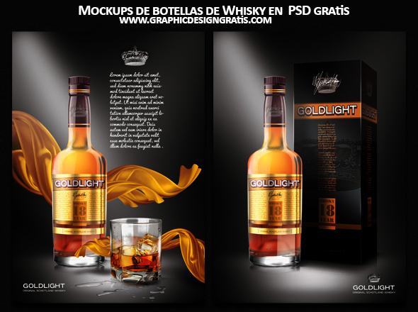 Mockups de botellas de Whisky en PSD gratis Mockups de botellas de Whisky en PSD gratis