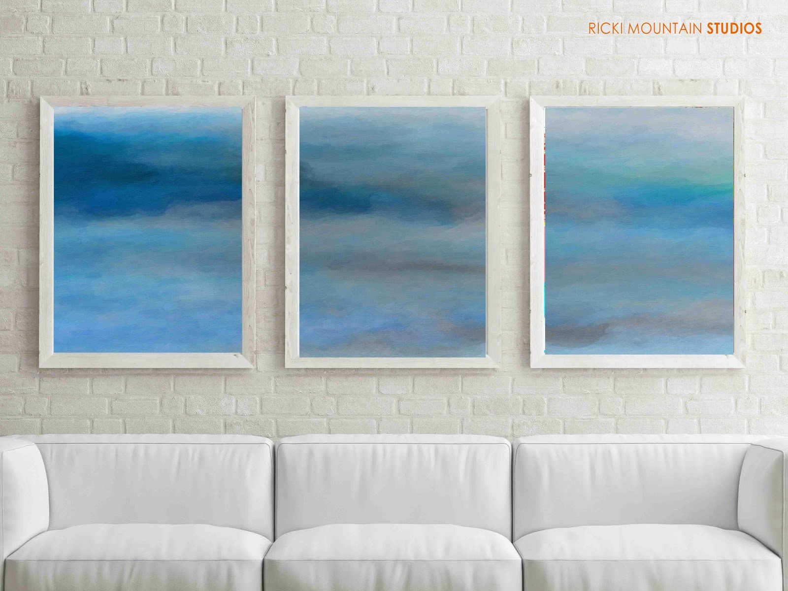 Seascape Abstract Triptych Painting