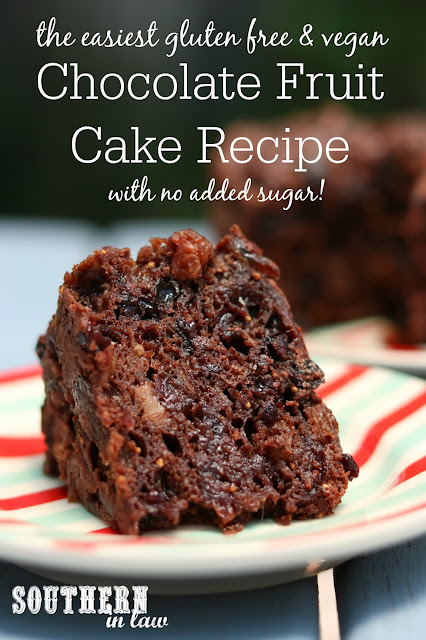 The Easiest Gluten Free & Vegan Chocolate Fruit Cake Recipe with No Added Sugar - low fat, gluten free, vegan, refined sugar free, healthy, egg free, dairy free