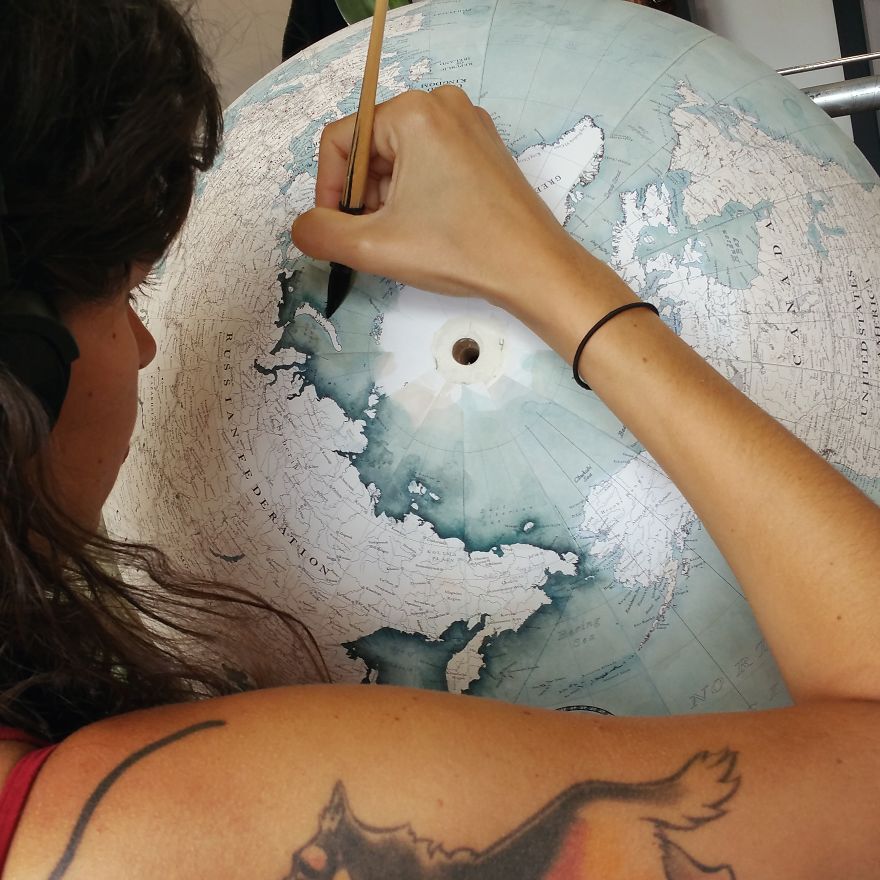 It takes each new team member at least 6 months of practising and learning to make a globe - One Of The World’s Last Remaining Globe-Makers That Use The Ancient Art Of Making Globes By Hand