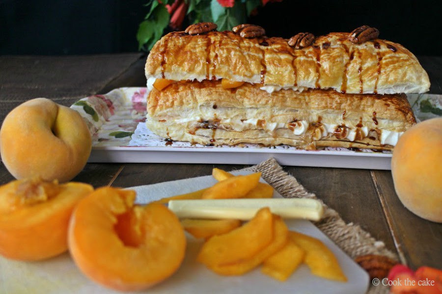 napoleones-de-melocoton, hojaldre-de-melocoton, melocotones, peaches-tart