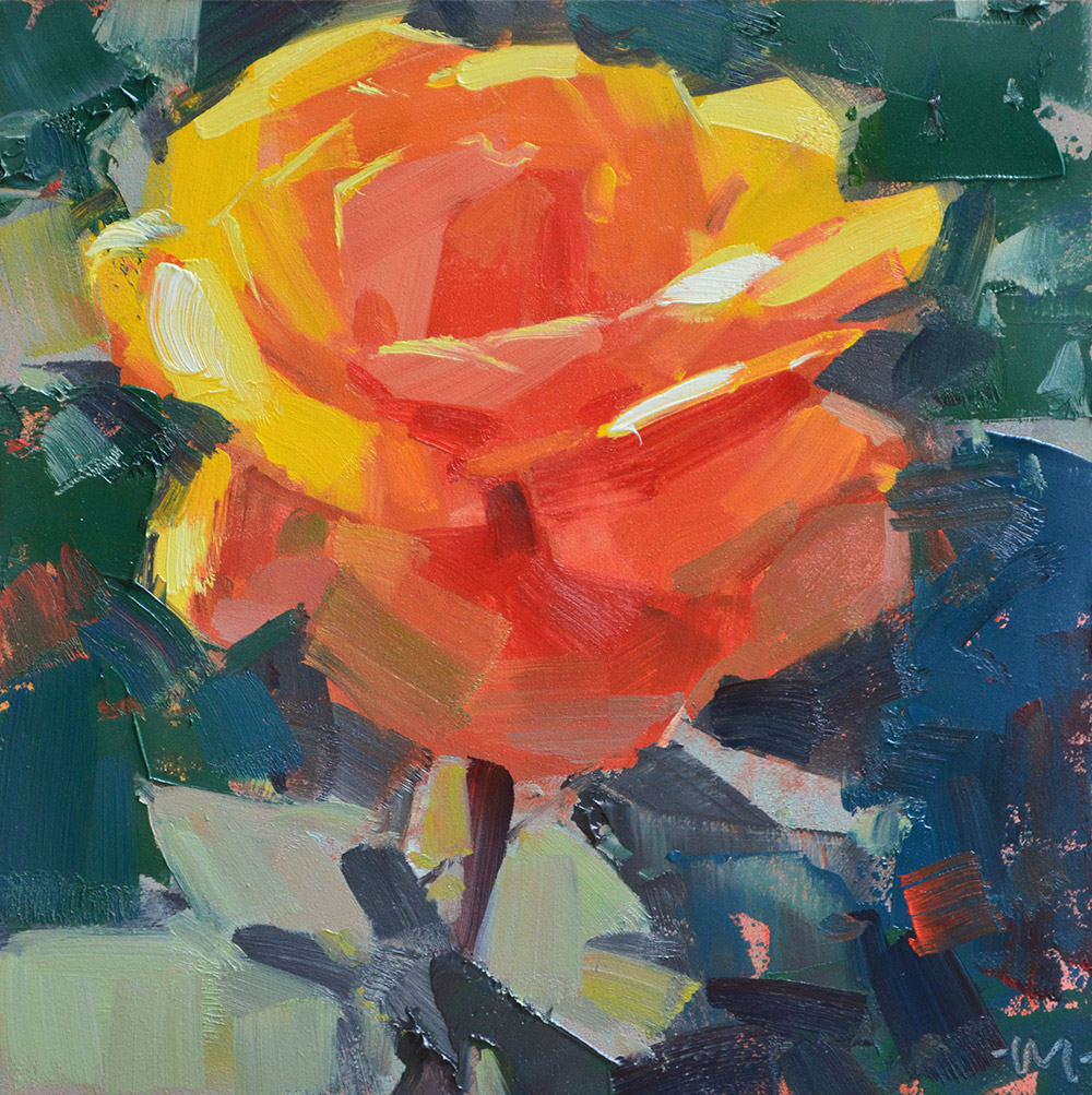 Carol Marine's Painting a Day Orange Creamsicle Rose