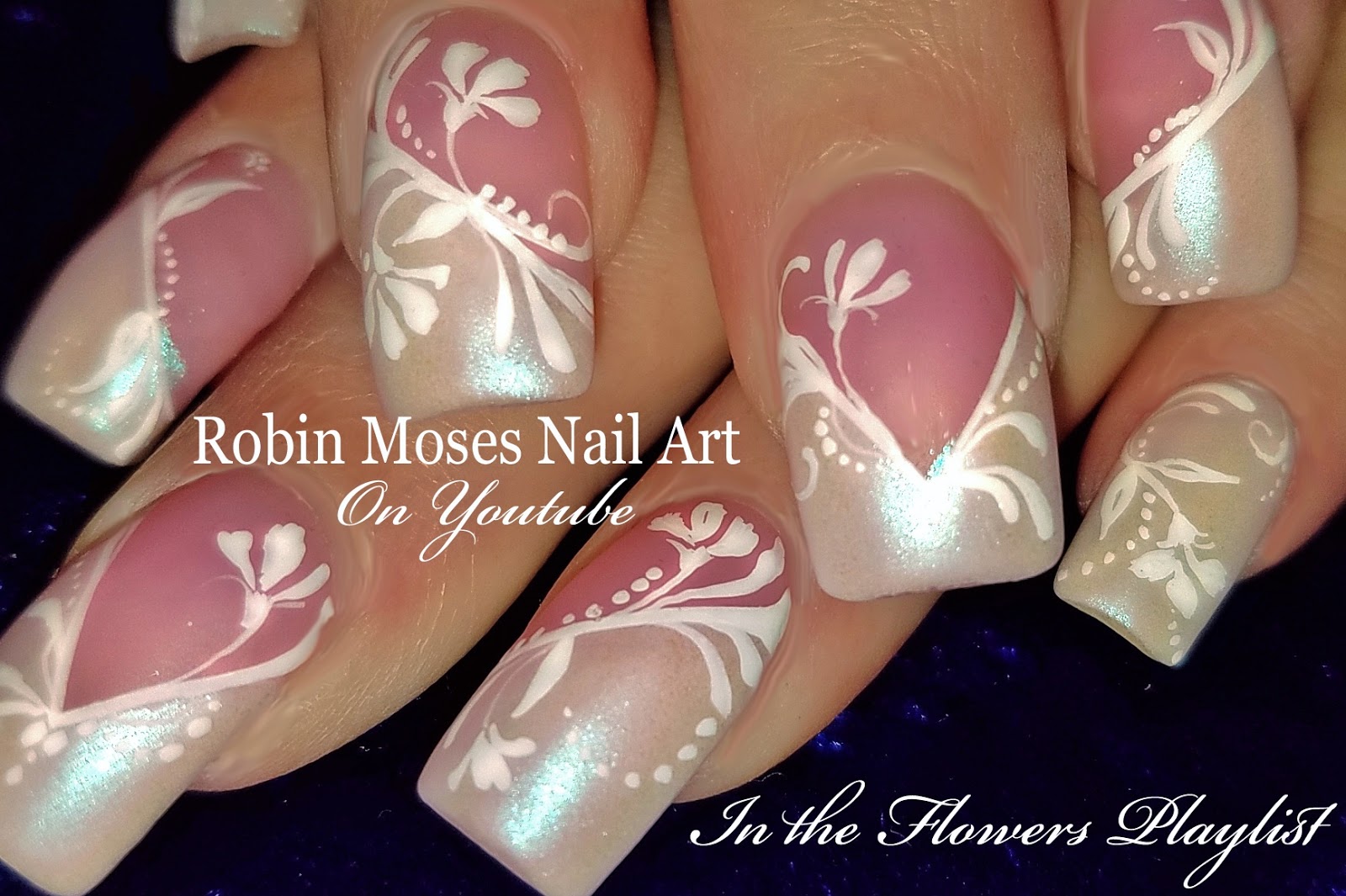 Nail Art by Robin Moses Elegant DIY White Wedding nails Hand Painted Nail art Wedding Nailart
