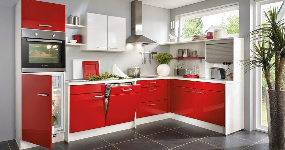 Cocinas en color rojo gris y blanco - Colores en Casa
