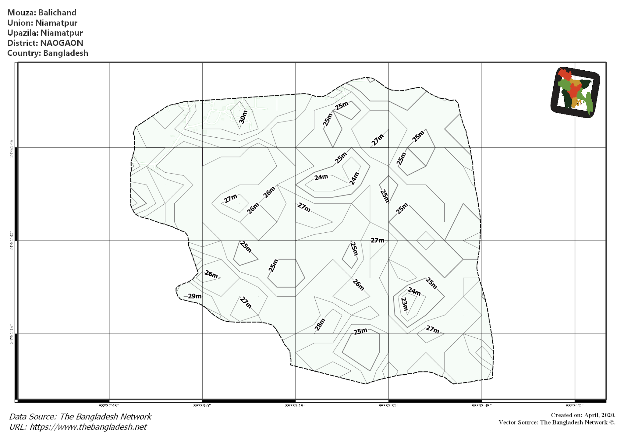 Map of Balichand Mouza of Niamatpur Upazila, NAOGAON Map of Balichand Mouza of Niamatpur Upazila, NAOGAON, Bangladesh.
