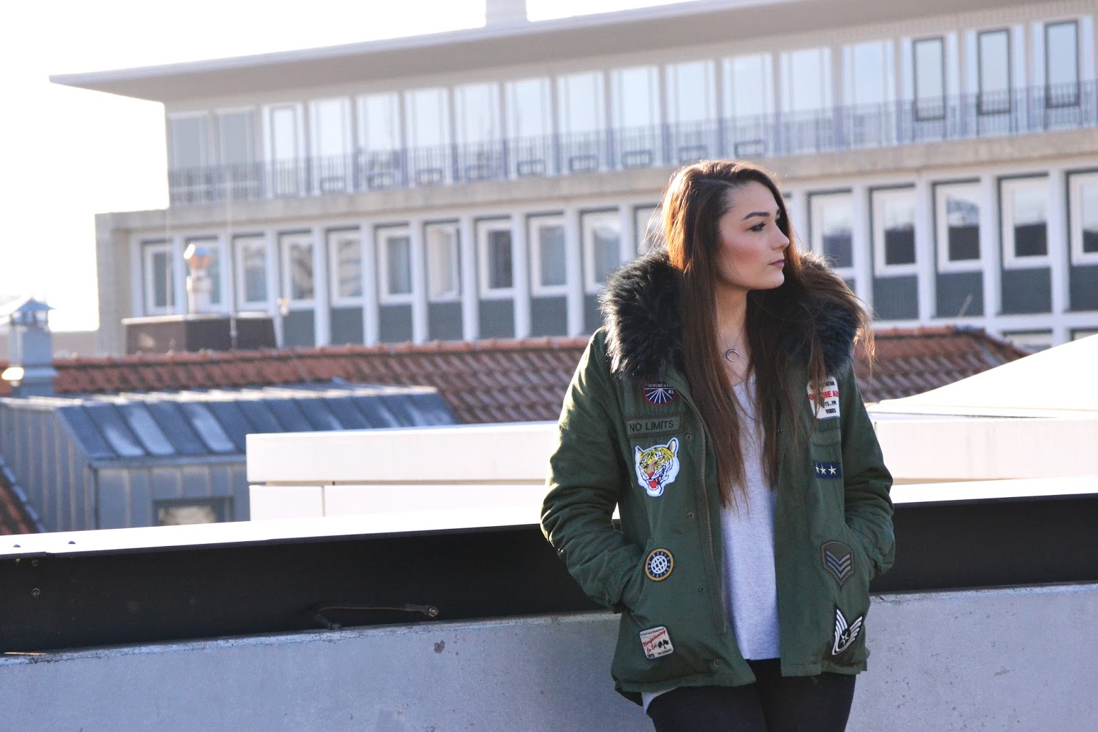 Get the look -  Parka with patches