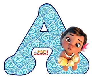 Alfabeto de Moana Bebé sobre el Agua. Moana Baby Alphabet.