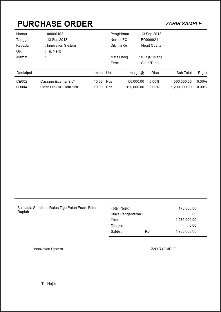 Contoh Surat Purchase Order Dalam Bahasa Inggeris