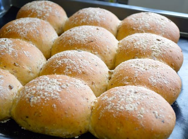 Baked Malted and White Bread Rolls