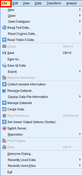 Berbagai Fungsi Menu Yang Ada Di SPSS Berbagai Fungsi Menu Yang Ada Di SPSS