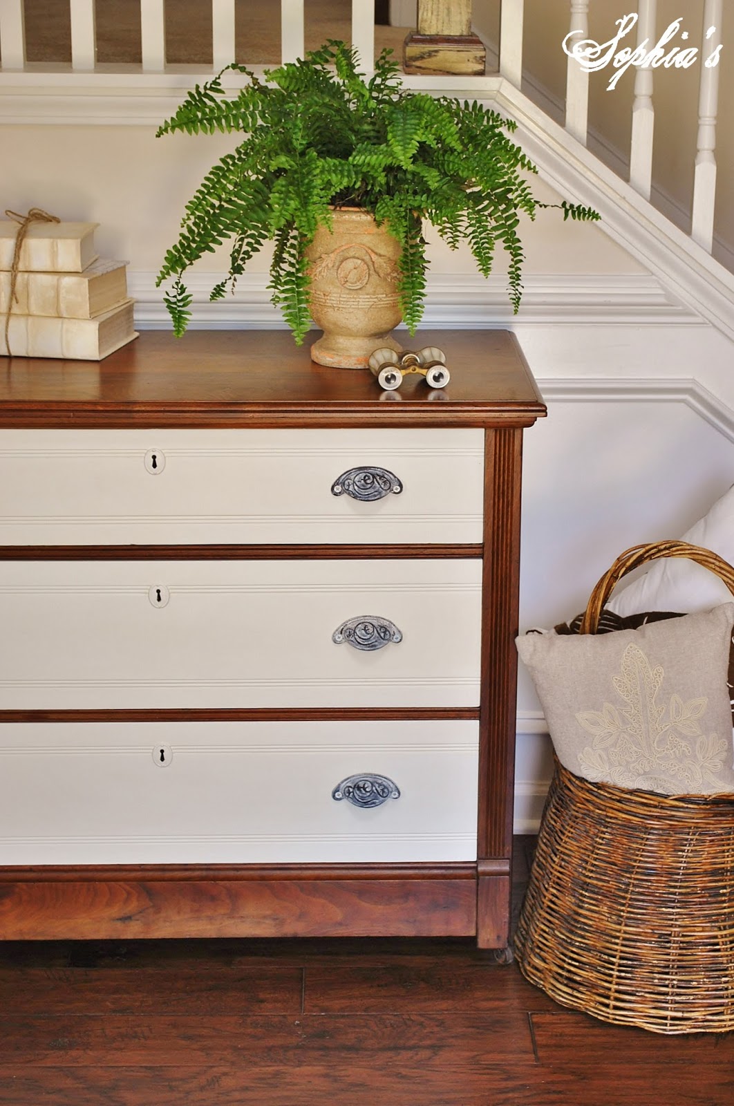 Sophia's: Two-toned Dresser and Kitchen Scale Dining Table