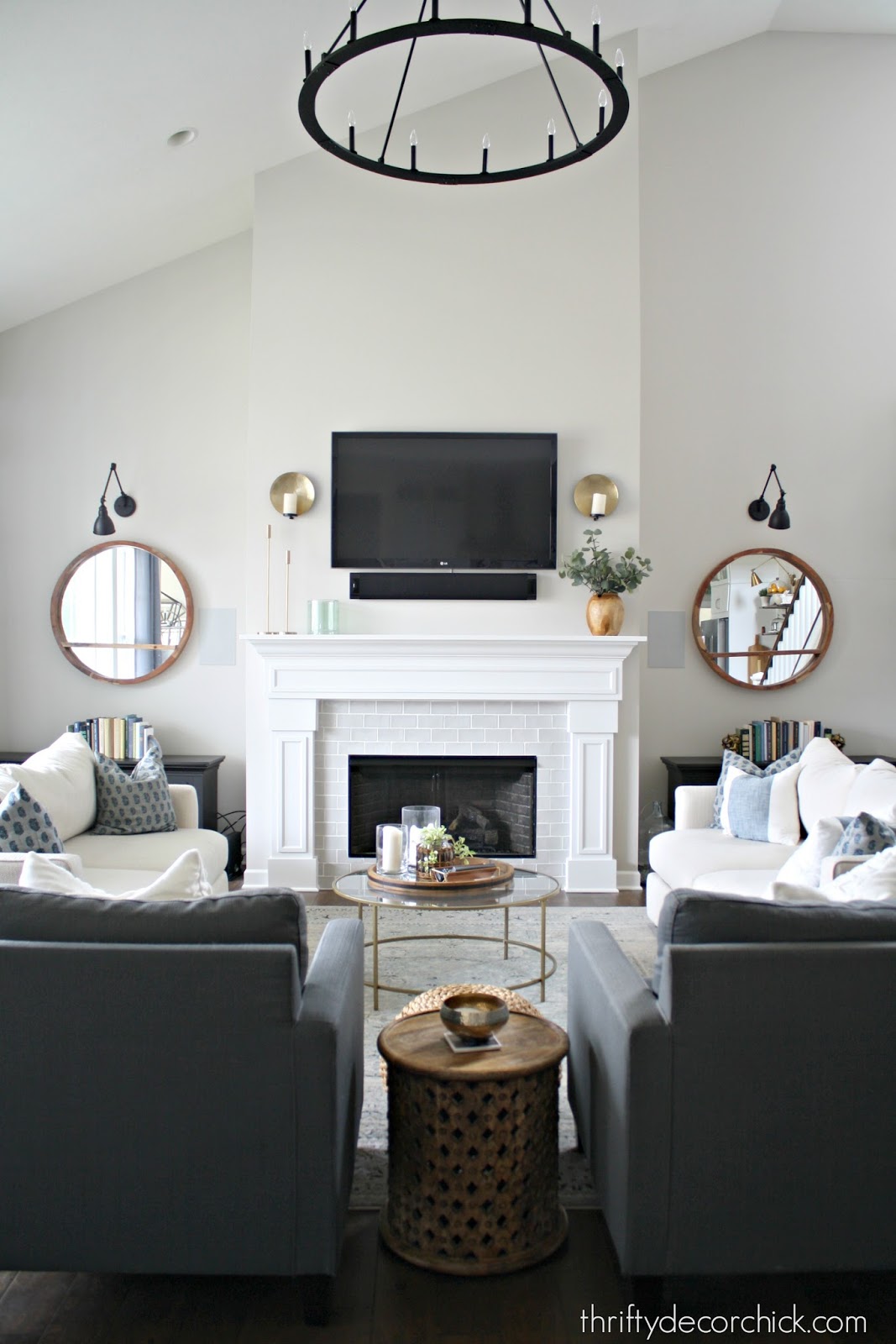 Tall Fireplace Wall Transformation With Paint From Thrifty Decor Chick