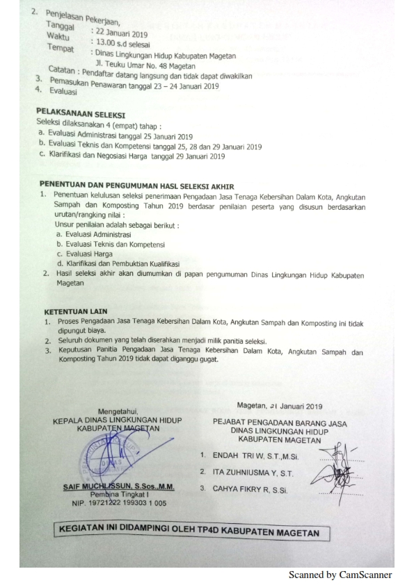 Lowongan Kerja Lowongan Kerja Dinas Lingkungan Hidup Magetan 2019