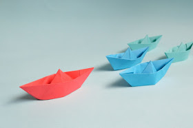 Origami boats, different colors