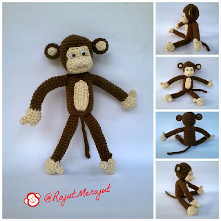 Crochet Amigurumi Monkey, Amigurumi Monyet, Boneka Monyet, Pola Rajut