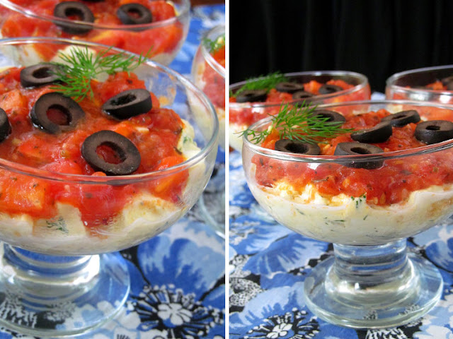 Яичный салат с соусом из помидор