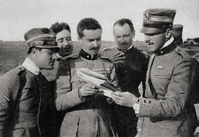 Ferruccio Ranza, second left, with other member of the 91st Squadron, including Francesco Barraca (far right)