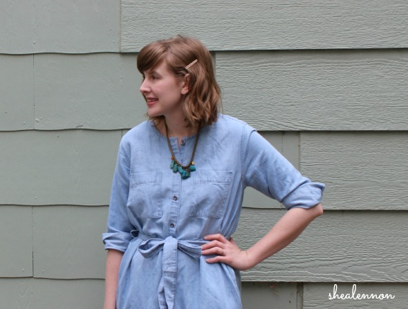 chambray shirtdress and turquoise necklace | www.shealennon.com
