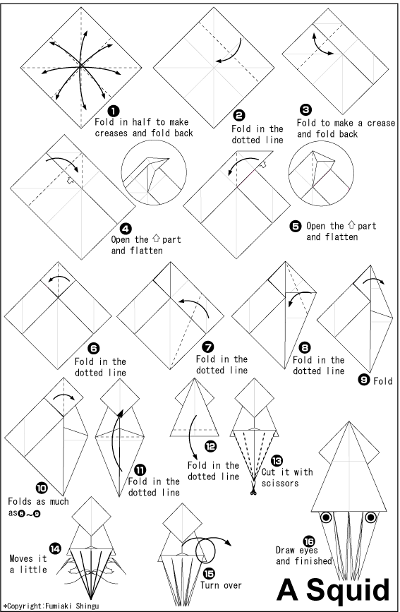 cara membuat origami gurita Amy Martin