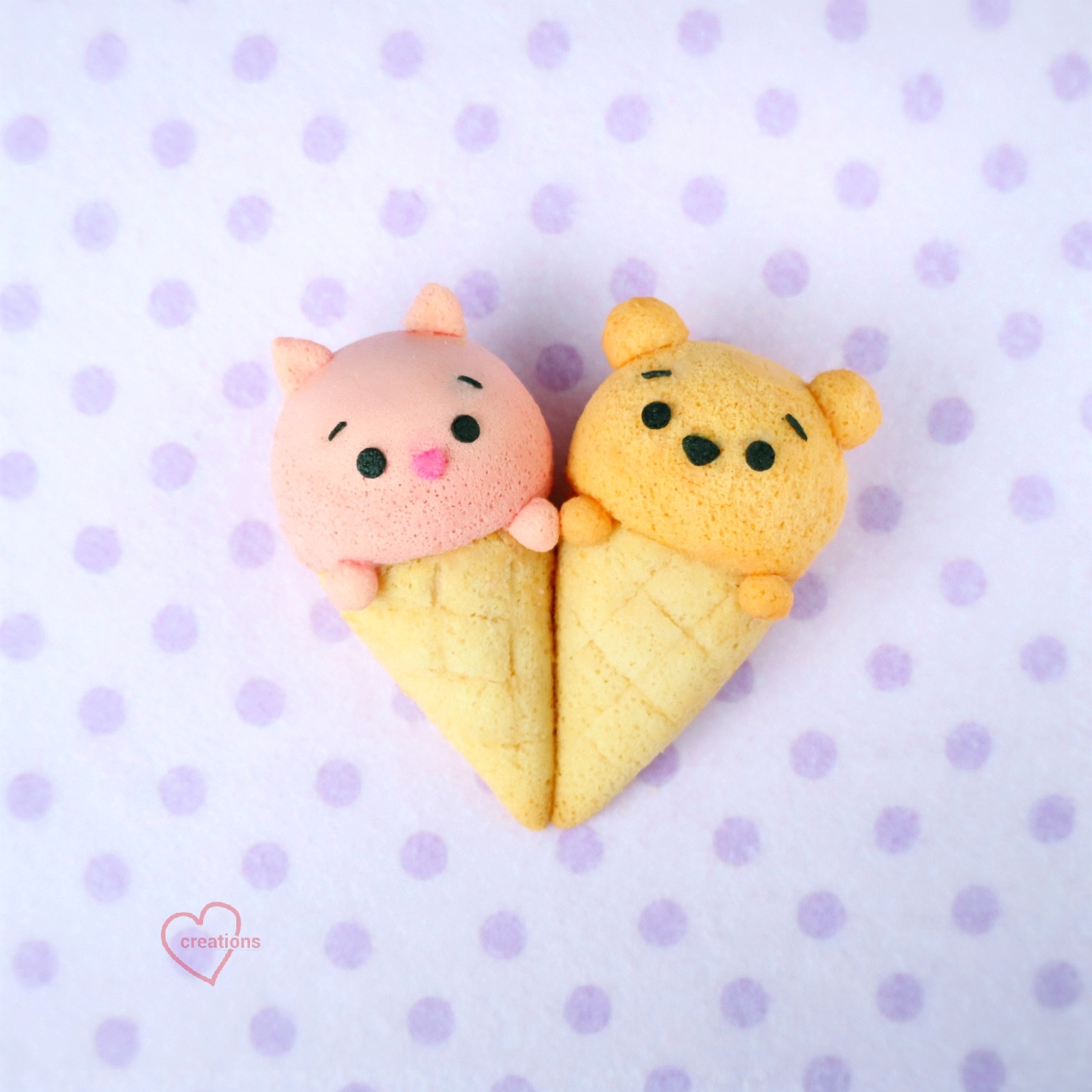 Loving Creations For You Piglet And Pooh Ice Cream Chiffon Cake Pops